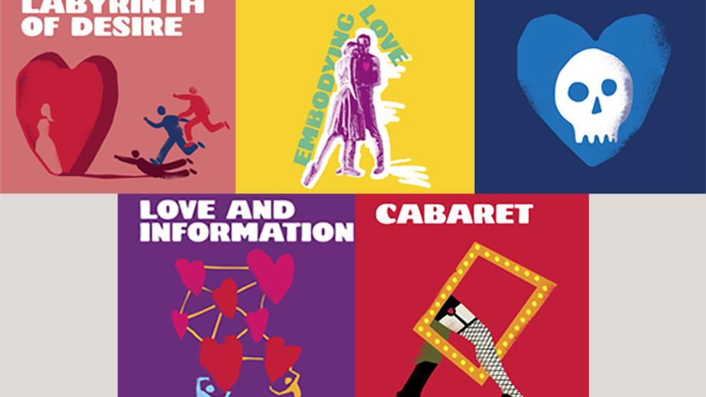 collage of show colorful artwork, hearts abound